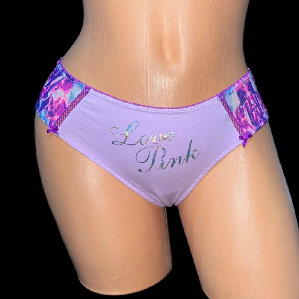 Victorias Secret Pink Cotton with floral mesh extra low Rise Cheekster panty